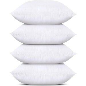 Set of 4 White Throw Pillow Inserts 18x18 for Couch Sofa Bed Decorative Use